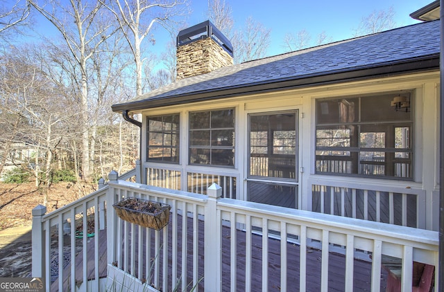 deck featuring a sunroom