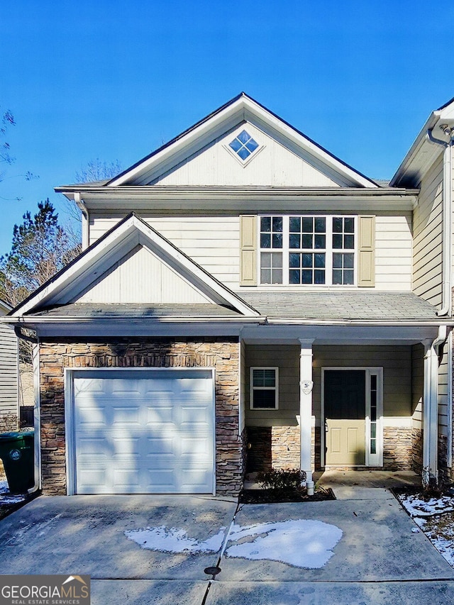 view of front of house with a garage