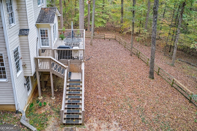 view of yard featuring a wooden deck