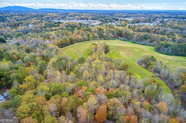 birds eye view of property with a mountain view