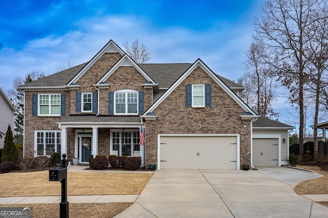 craftsman inspired home featuring a garage