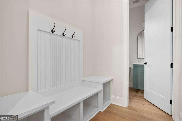 mudroom featuring light hardwood / wood-style floors