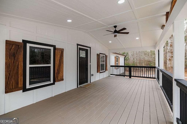 deck featuring ceiling fan