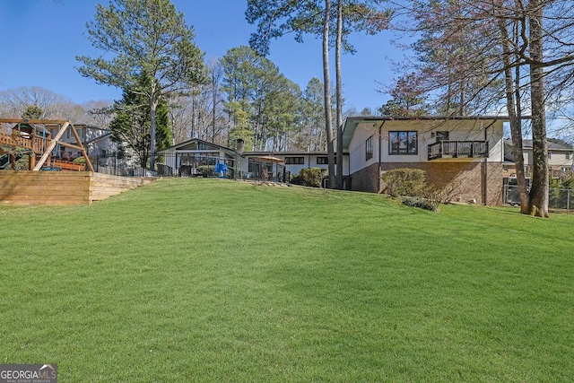 view of yard with fence