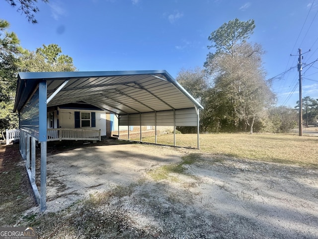 view of car parking featuring a carport