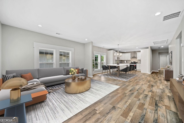 living room with wood-type flooring