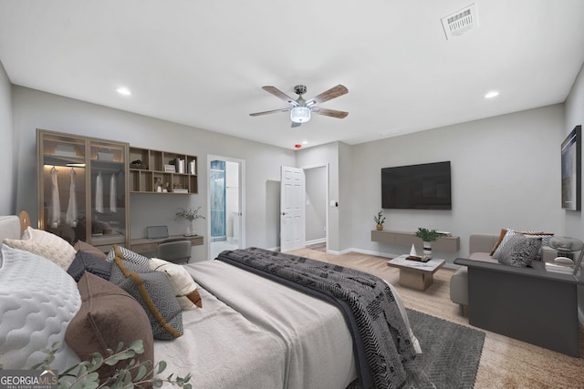 bedroom featuring ceiling fan