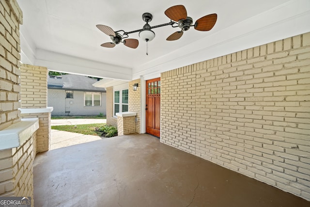 view of patio / terrace with ceiling fan