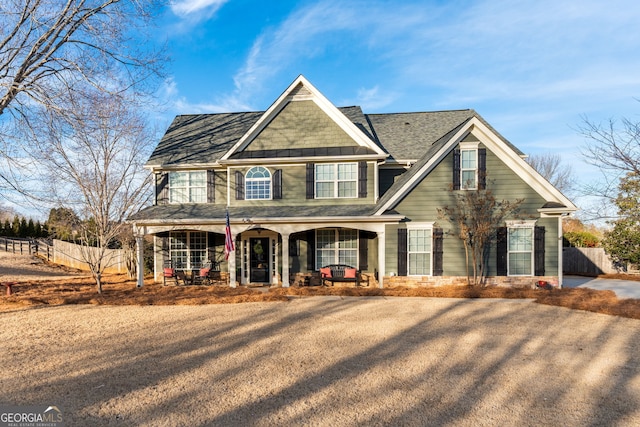 craftsman inspired home featuring a porch