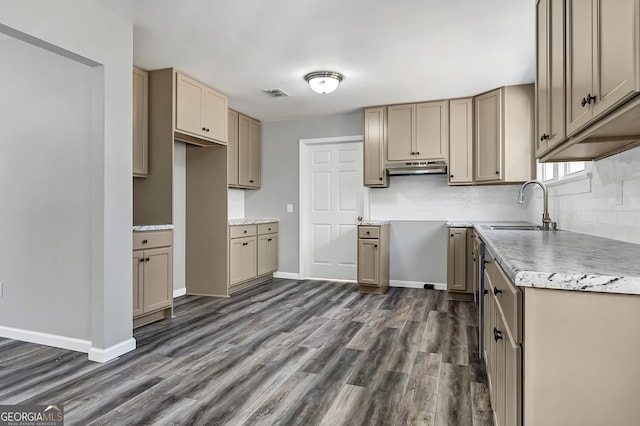 kitchen featuring dark hardwood / wood-style flooring and sink