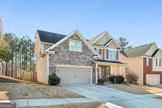 craftsman-style home with a garage