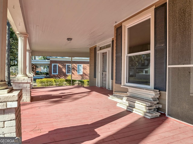 deck featuring covered porch