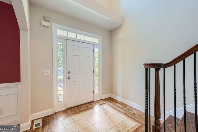 foyer featuring light wood-type flooring