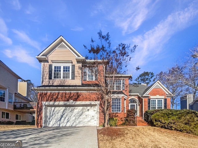 front of property with a garage