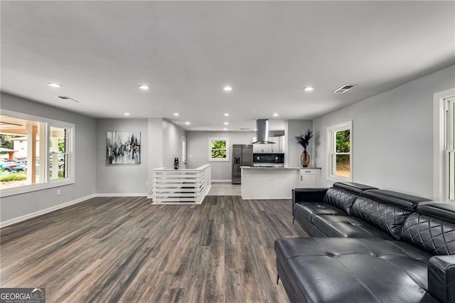 living room with hardwood / wood-style floors