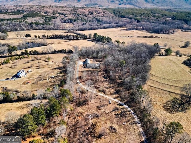 aerial view with a rural view