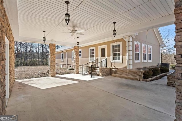 view of patio / terrace with ceiling fan