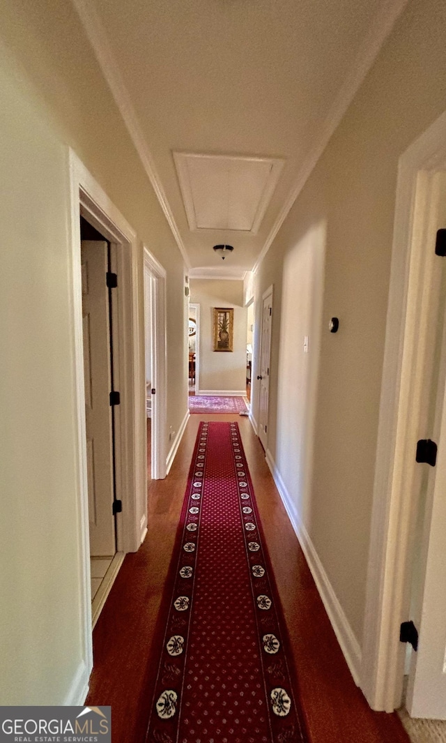 hallway with crown molding