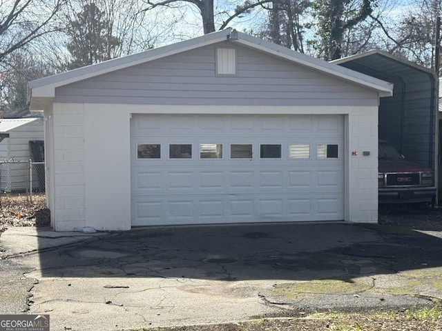 view of garage