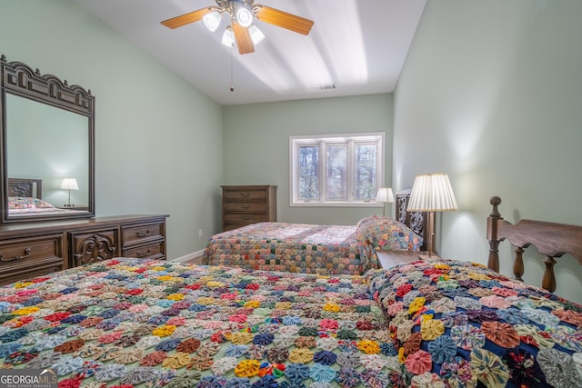 bedroom featuring ceiling fan