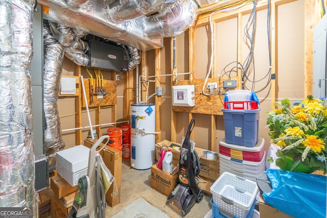 storage room with water heater