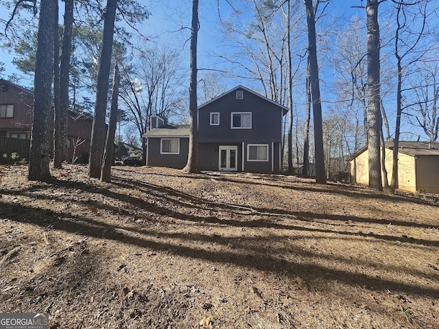 back of house with french doors