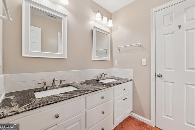 bathroom featuring vanity and tile patterned flooring