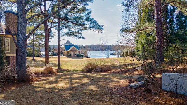 view of yard featuring a water view