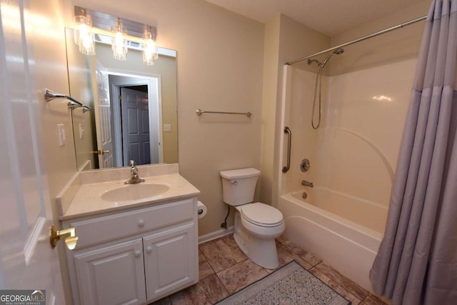 full bathroom featuring vanity, toilet, and shower / bath combo