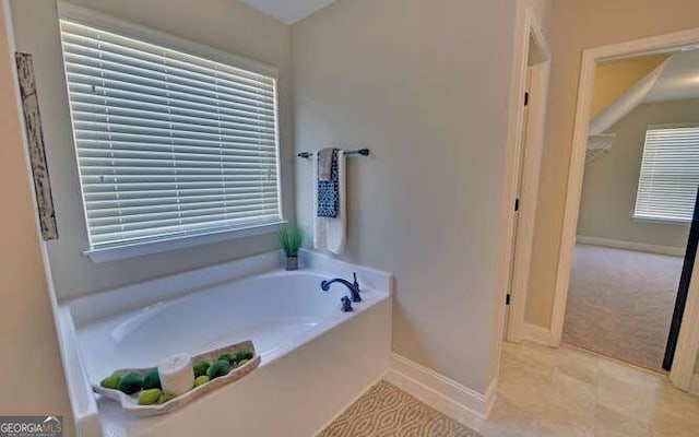 bathroom featuring a washtub