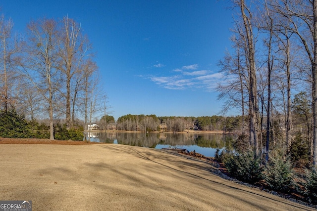 view of yard with a water view