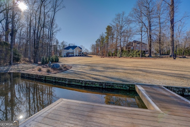 view of dock featuring a water view