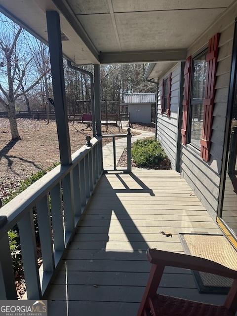 wooden deck with covered porch