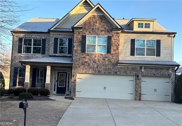 craftsman house with a garage