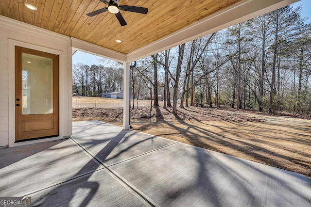 view of patio / terrace featuring ceiling fan