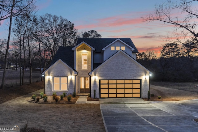 view of front facade featuring a garage