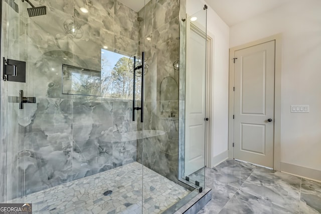 bathroom featuring walk in shower