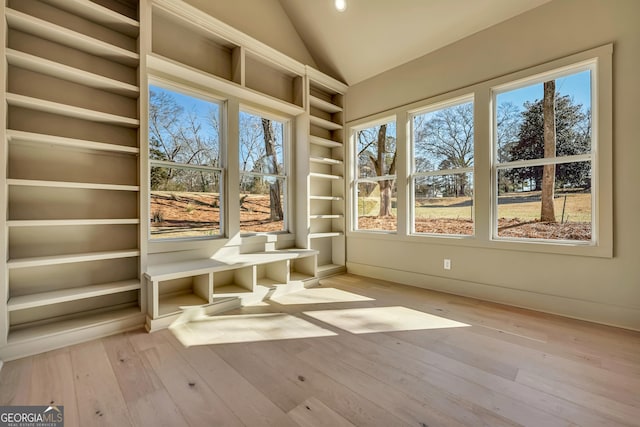 interior space featuring vaulted ceiling