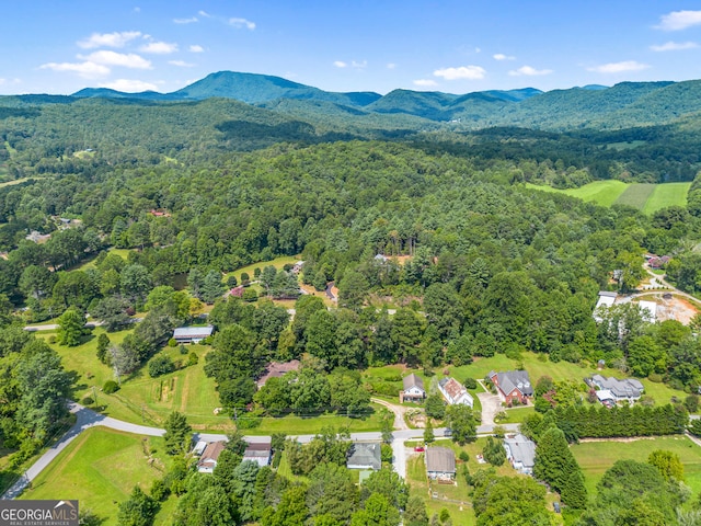 drone / aerial view with a mountain view