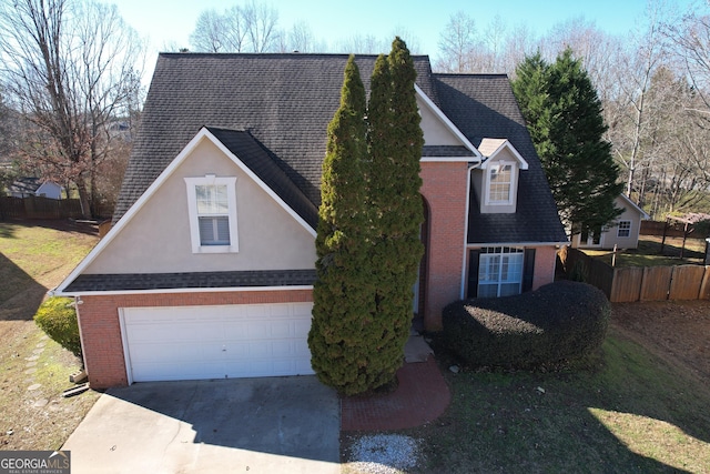 view of side of home with a garage