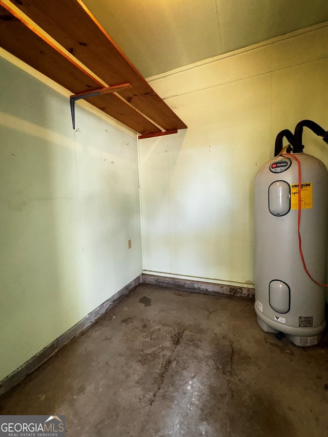 basement with electric water heater