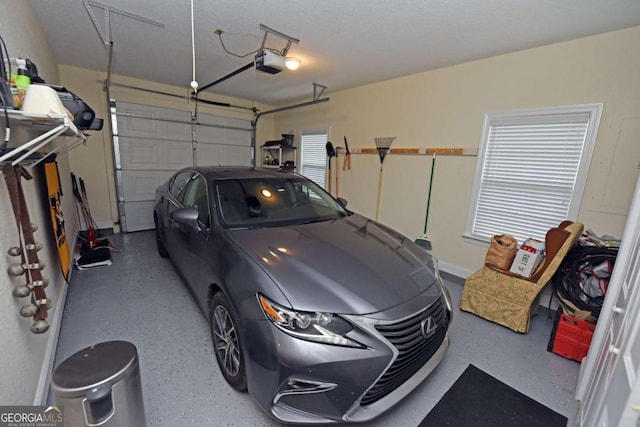 garage with a garage door opener