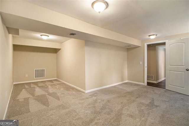 basement with carpet