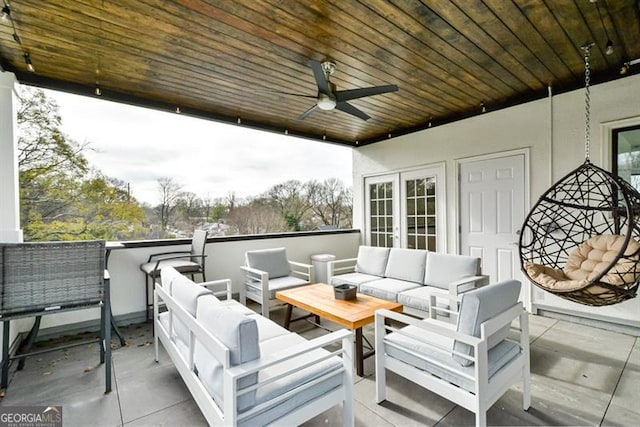 view of patio with an outdoor hangout area and ceiling fan