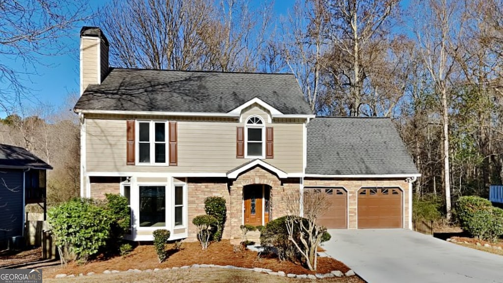 view of front facade with a garage