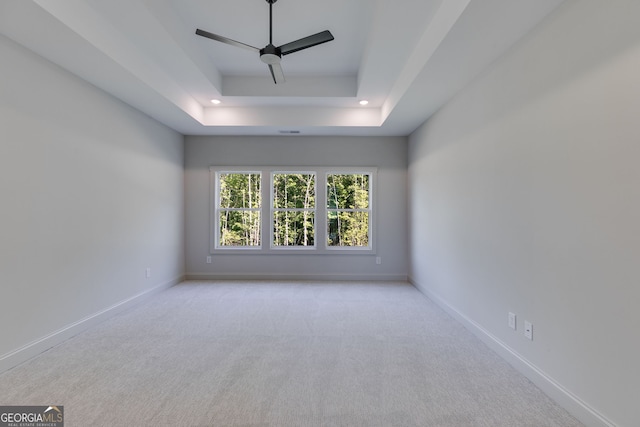 1593 Bethesda Church Rd, Carrollton, GA 30117 - unfurnished room featuring a ceiling fan, a raised ceiling, carpet flooring, baseboards, and recessed lighting