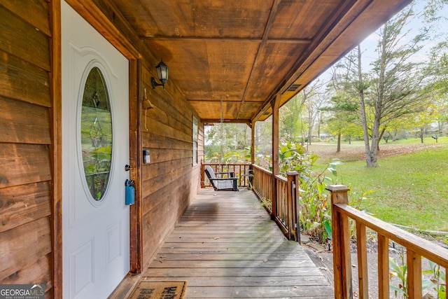 deck featuring a porch