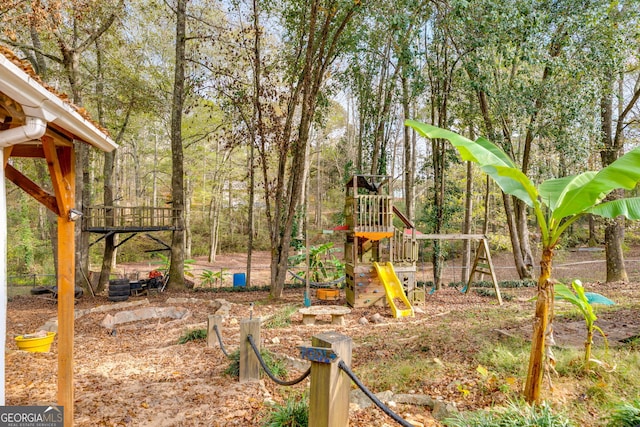 view of yard featuring a playground