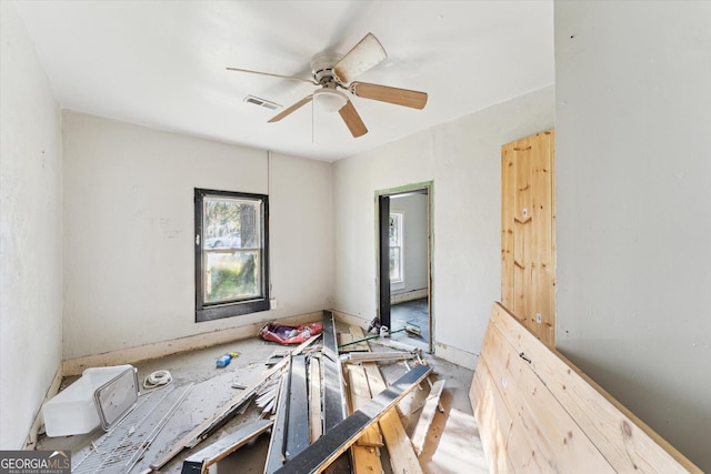 miscellaneous room featuring ceiling fan