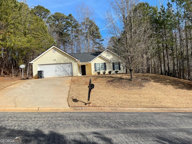 single story home with a garage